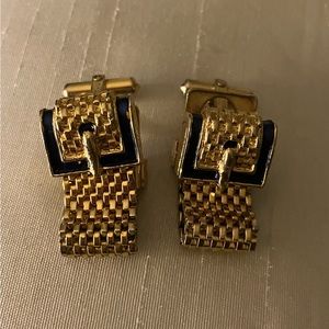 Vintage Christian Dior gold tone buckle type cuff links